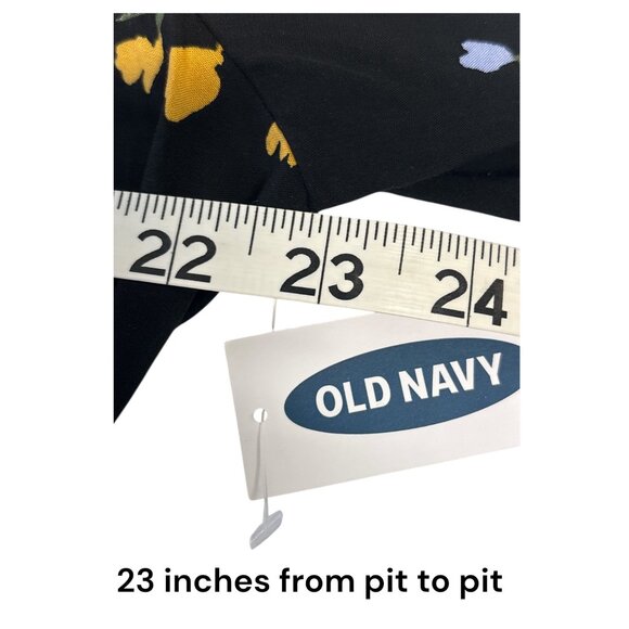 Old Navy Womens Floral Black Midi Dress V-Neck Elastic Waist 1X Plus - Picture 8 of 9